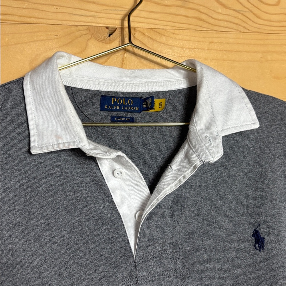 Polo‎ by Ralph Lauren Men's Dark Gray Long Sleeve Polo - Picture 5 of 6